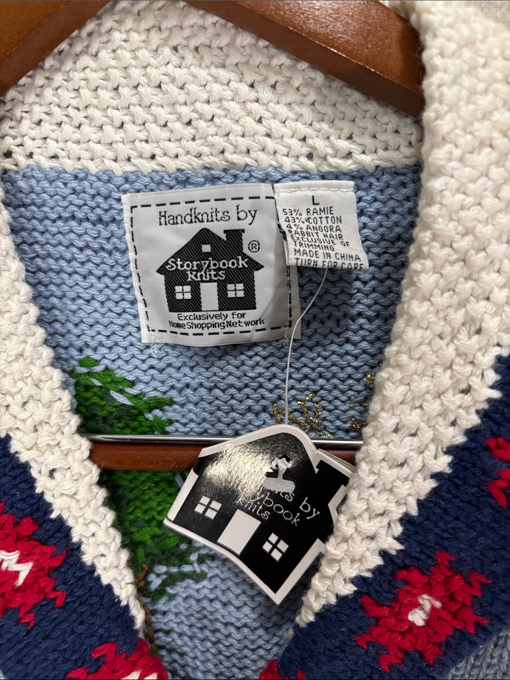 NWT Vintage Storybook Knits Christmas Sweater Cardigan Santa Scenic Large - Picture 2 of 13